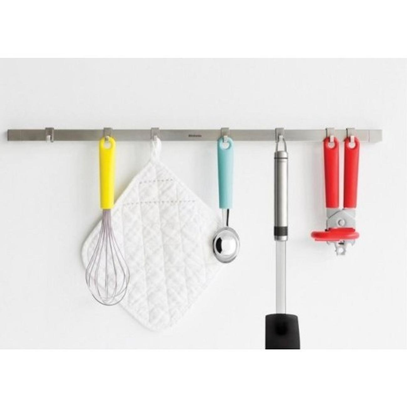 brabantia-wall-rail-matt-steel-60cm-23-6-7-hooks - Brabantia Wall Rail Matt Steel 60cm 