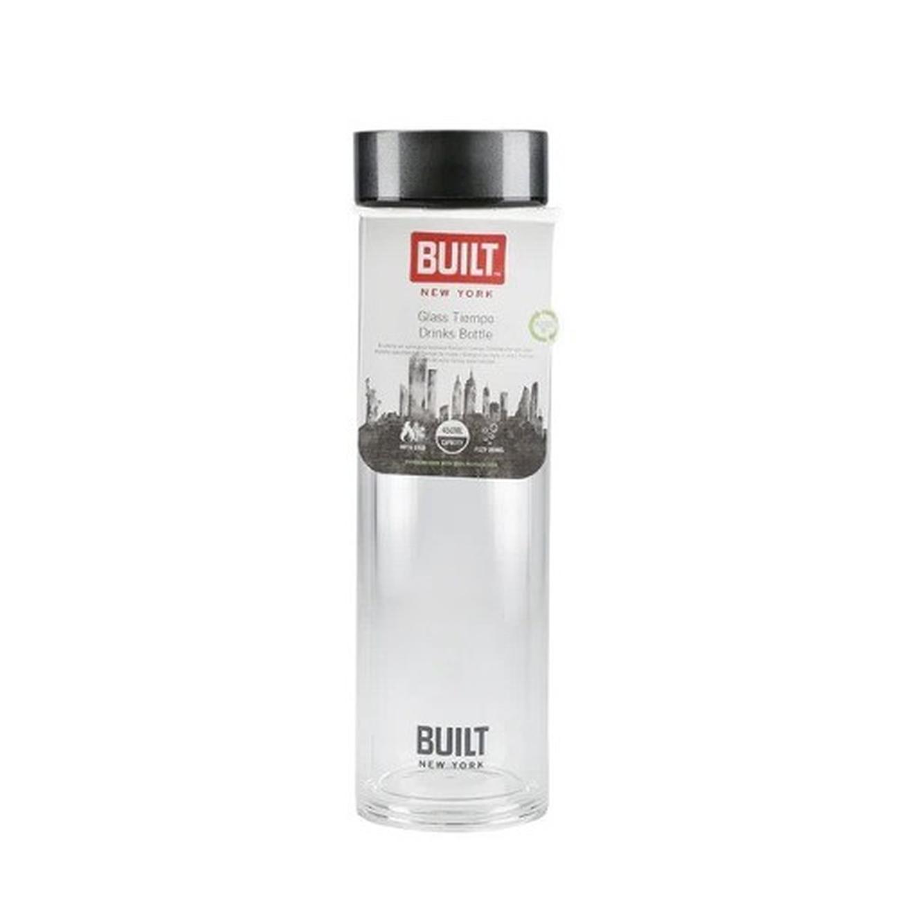 built-tiempo-glass-insulated-glass-water-bottle-450ml-charcoal - Built Tiempo Glass Water Bottle 450ml-Charcoal