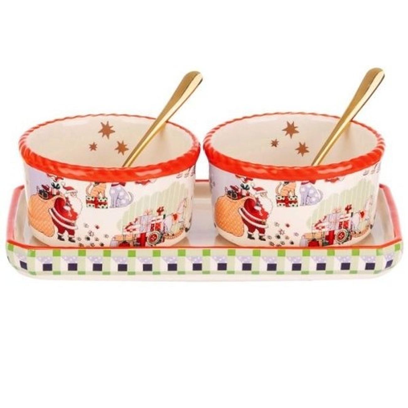 ck-xmas-ditsy-condiment-pot-set - Cath Kidston Christmas Ditsy Condiment Pot Set