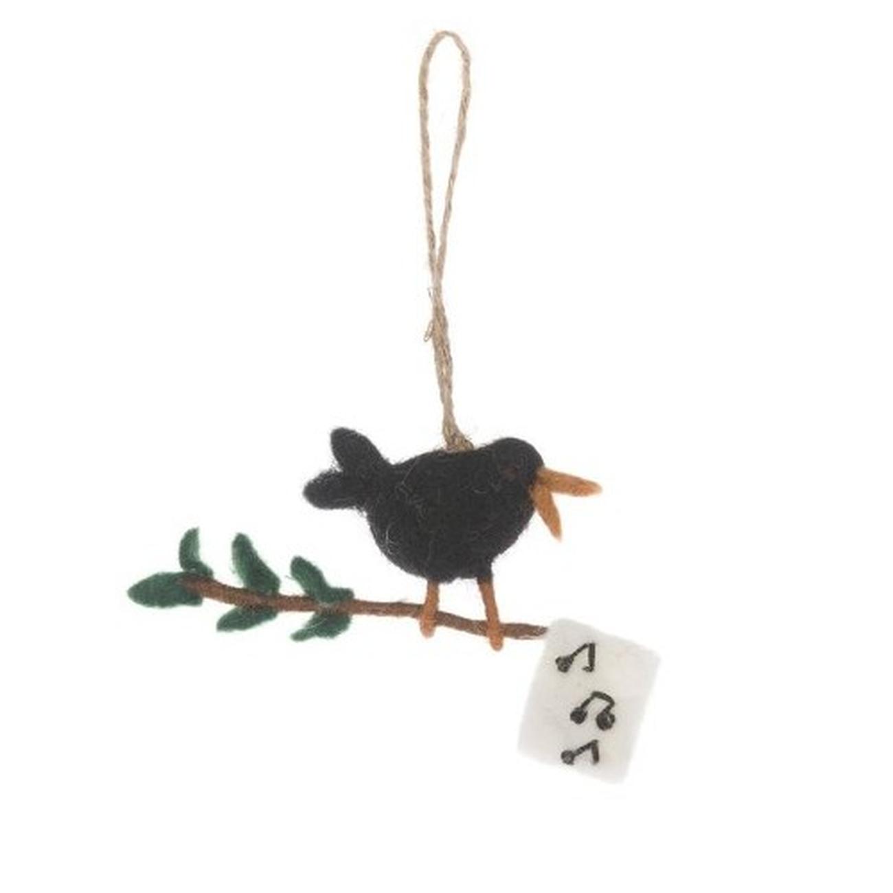 Sophie-Allport-calling-black-bird-felt-decoration - Sophie Allport Calling Bird Felt Decoration