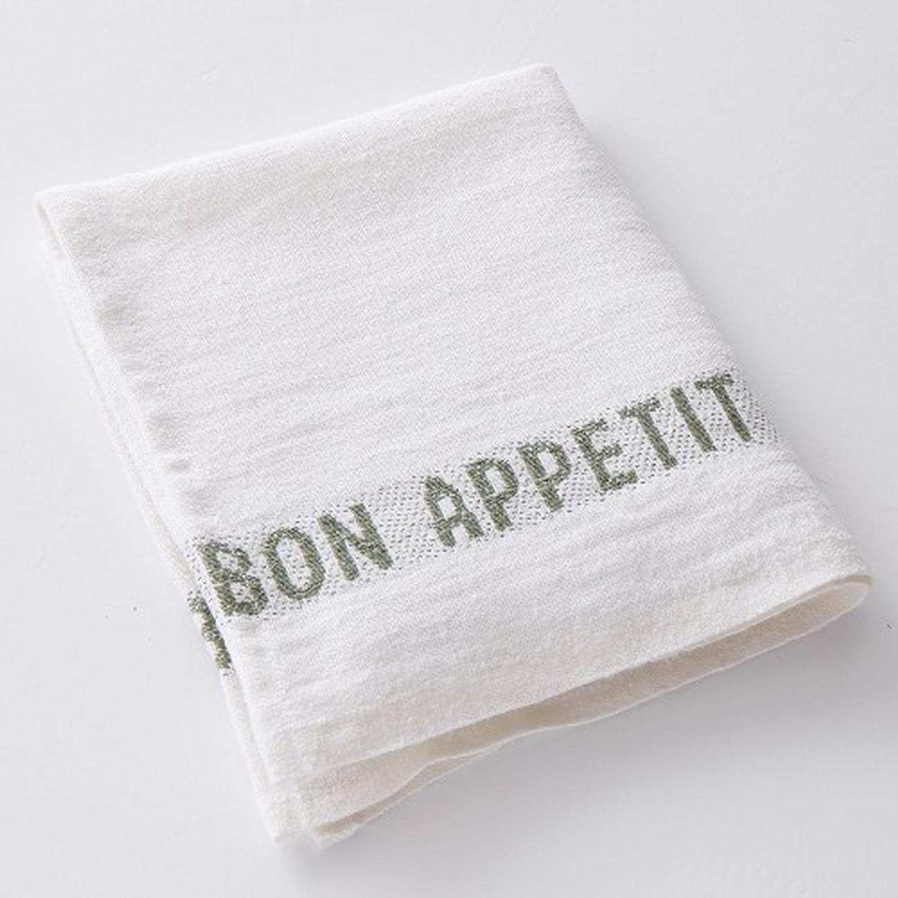 charvet-editions-linen-placemat-napkin-khaki-bon-appetit - Charvet Editions Linen Placemat-Napkin Khaki Bon Appetit