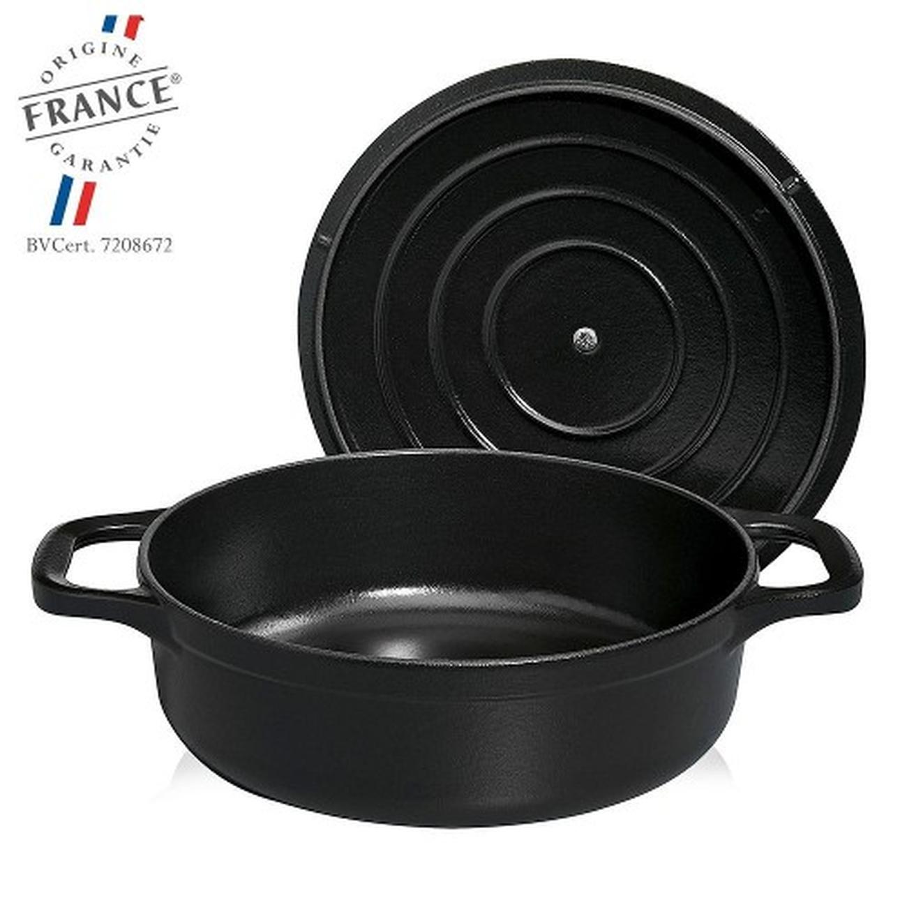 chasseur-casserole-shallow-round-30cm-blackmatte - Chasseur Shallow Round Casserole 30cm-Matte Black