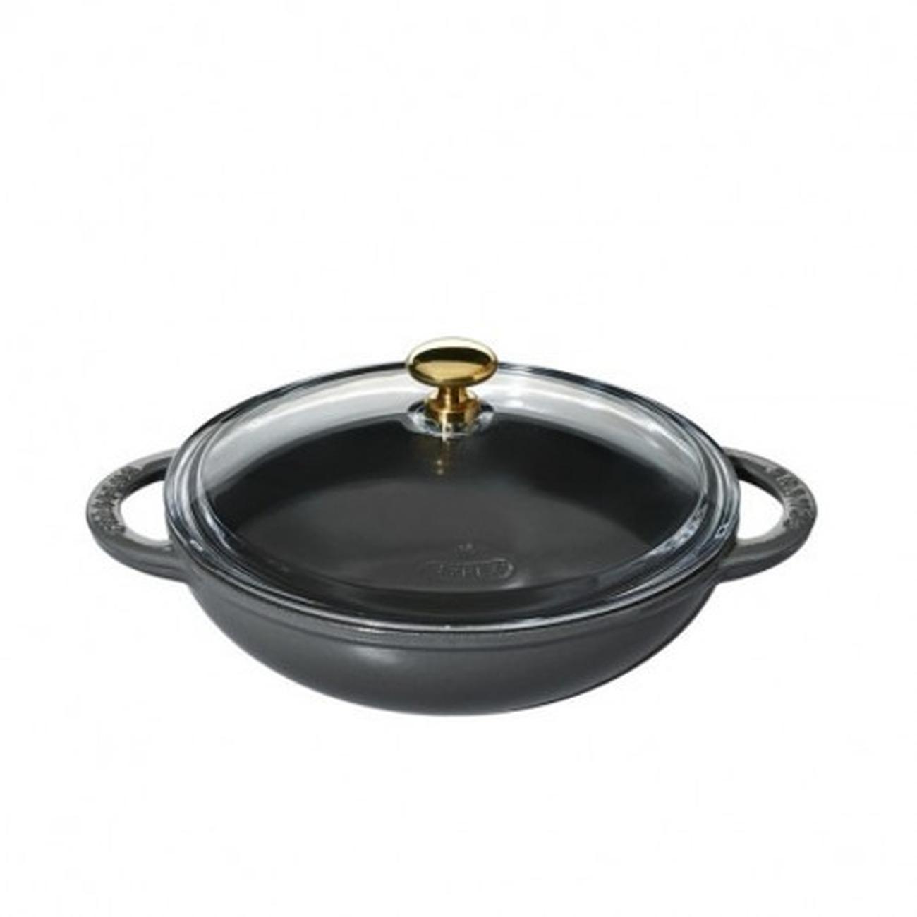 chasseur-mini-wok-with-lid-18cm-grey - Chasseur Grey Mini Wok With Lid 18cm