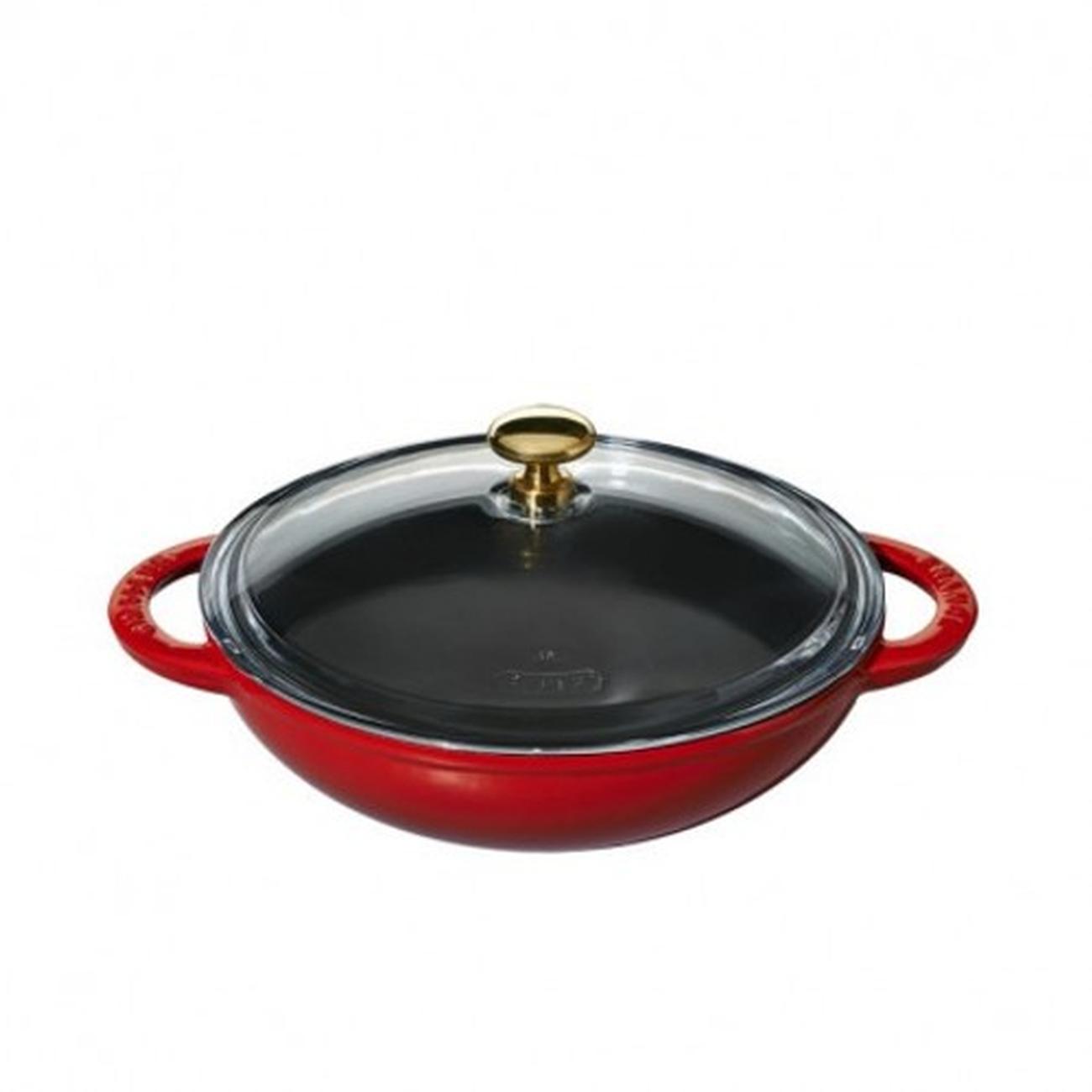 chasseur-mini-wok-with-lid-18cm-red - Chasseur Red Mini Wok With Lid 18cm