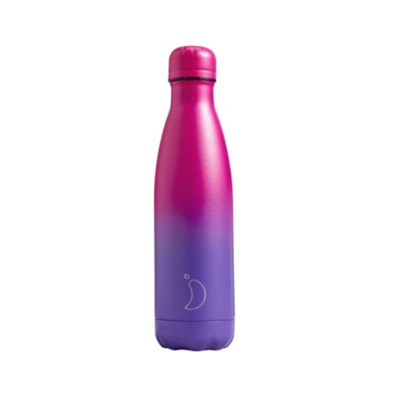 chillys-500ml-gradient-pur-fuchsia-bottle - Chilly's 500ml Water Bottle Matte Purple & Fuchsia Gradient