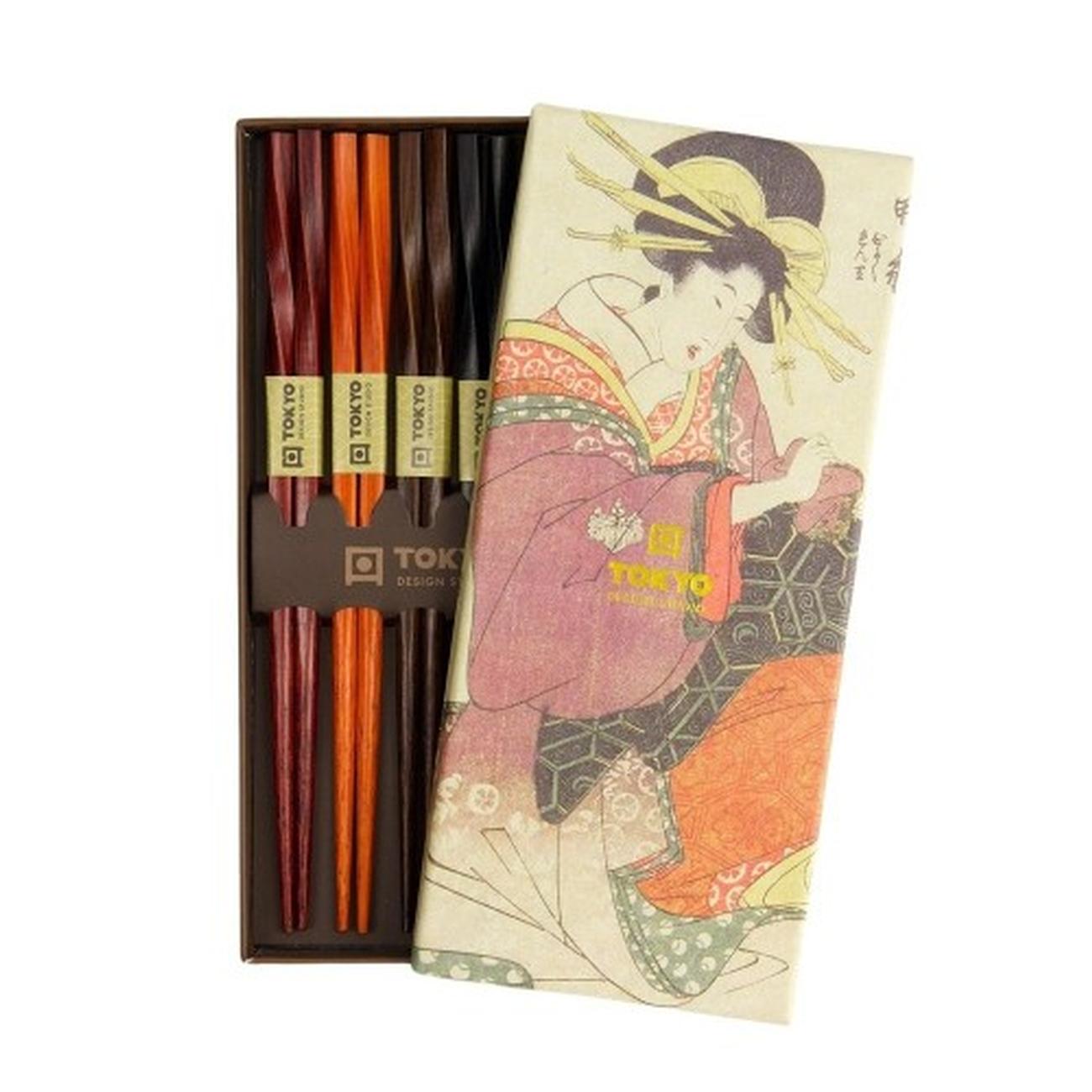 cnb-chopstick-giftset-5-twist-color - Tokyo Design Studio Twist Colour Chopstick Giftset 5