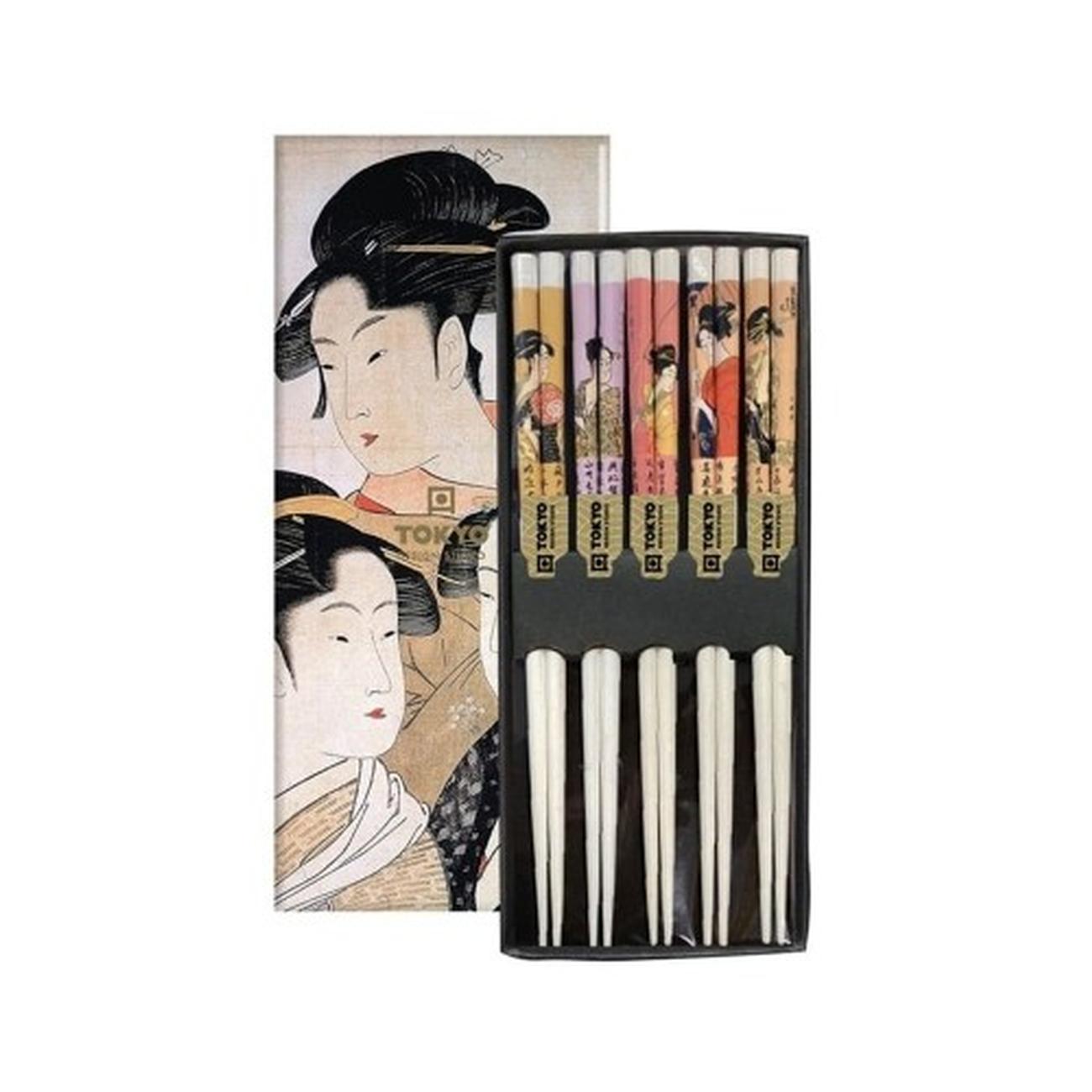 cnb-geisha-white-chopstick-giftset-5 - Tokyo Design Studio Geisha White Chopstick Giftset 5