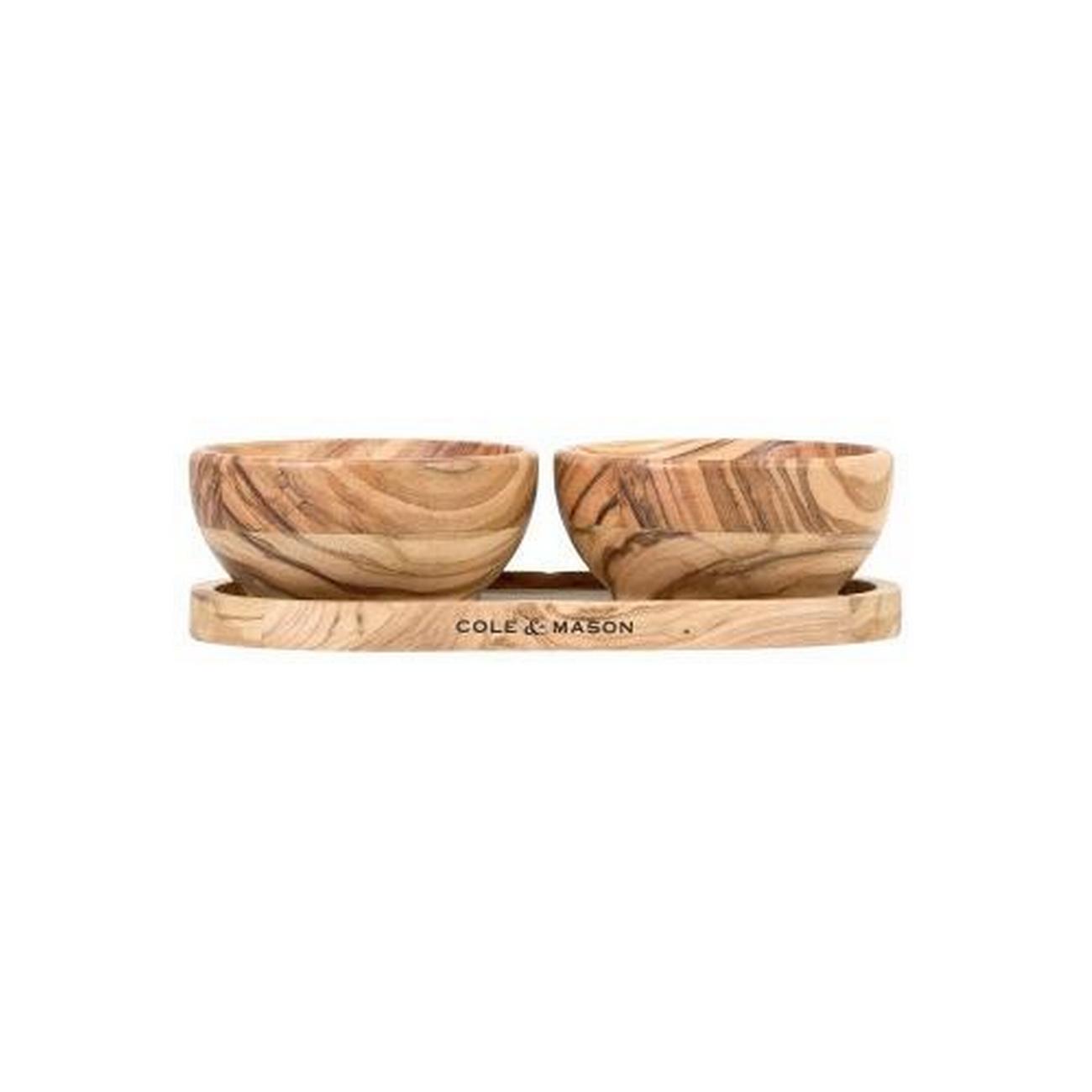 cole-mason-portobello-olive-wood-pinch-pots-set - Cole & Mason Portobello Olive Wood Pinch Pot Set