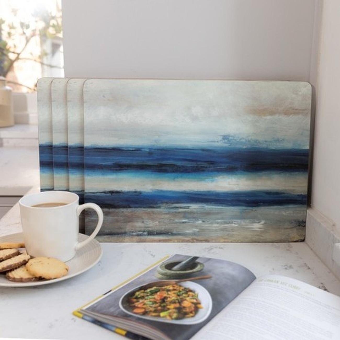 ct-blue-abstract-pk-6-prem-mats - Creative Tops Blue Abstract Pack Of 6 Premium Placemats