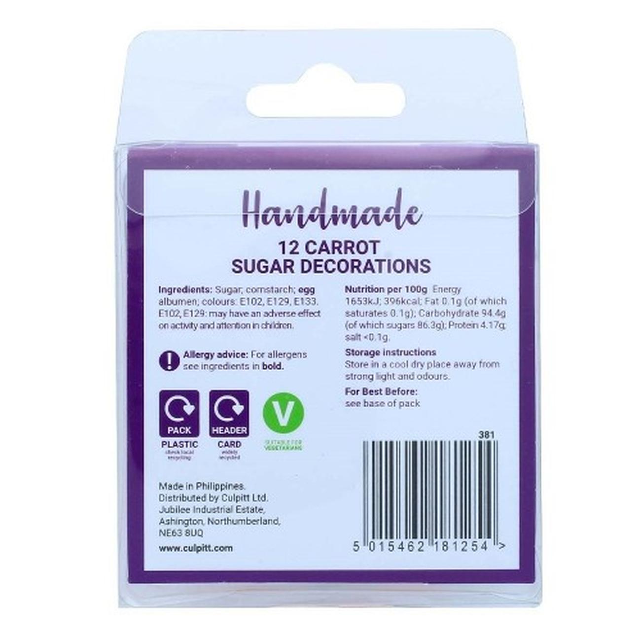 culpitt-carrot-sugar-decorations-12pc - Culpitt Sugar Carrot Decorations 12pc