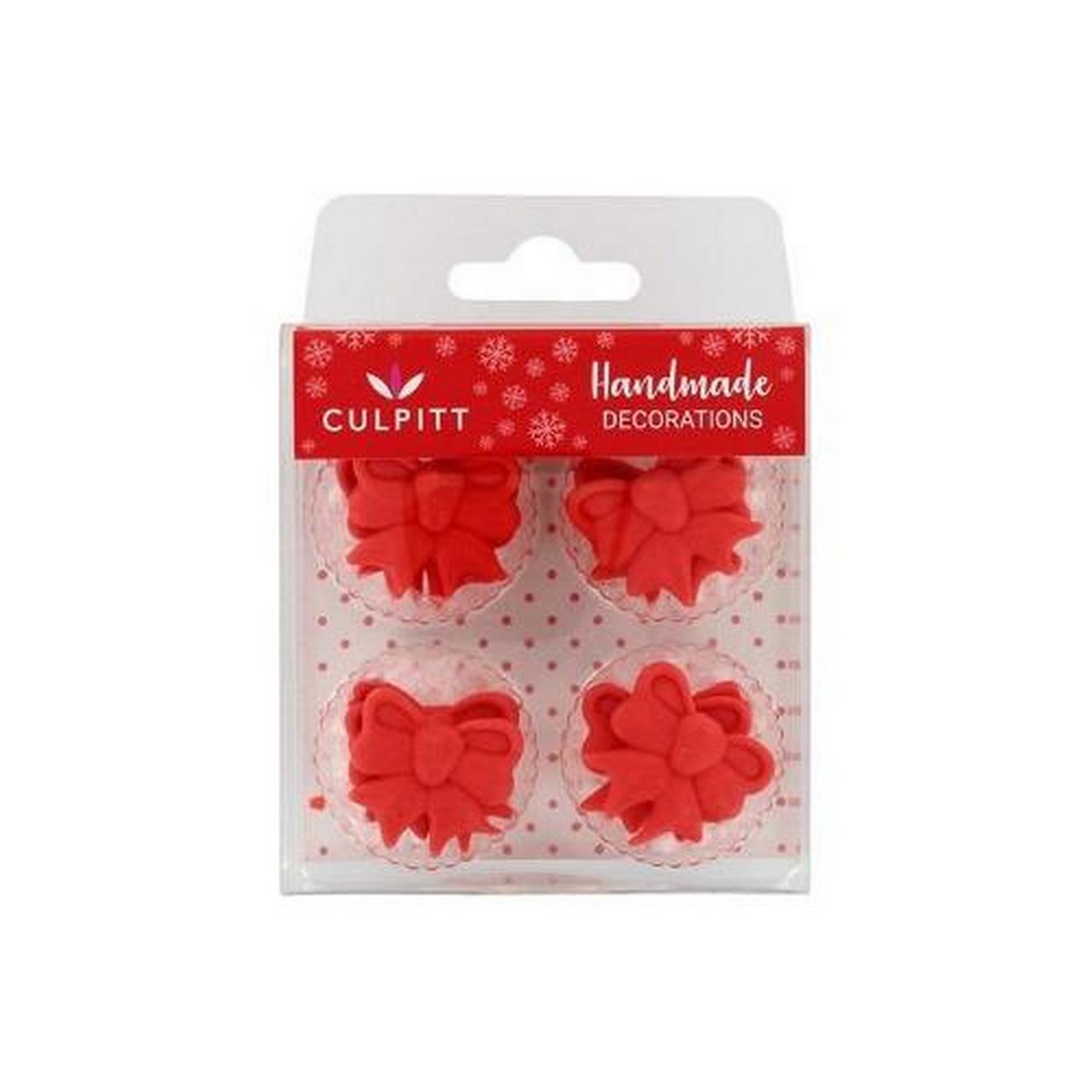 culpitt-christmas-red-bows-sugar-decorations - Culpitt Christmas Red Bows Sugar Decorations