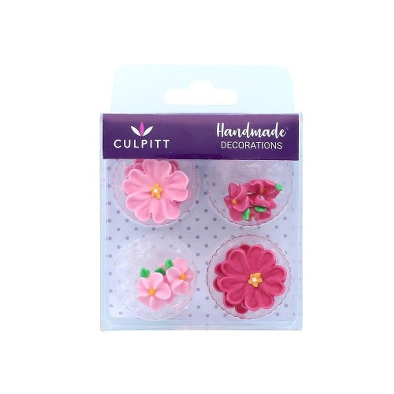 culpitt-pink-daisy-collection-sugar-decorations-12pc - Culpitt Pink Daisy Collection Sugar Decorations 14pc