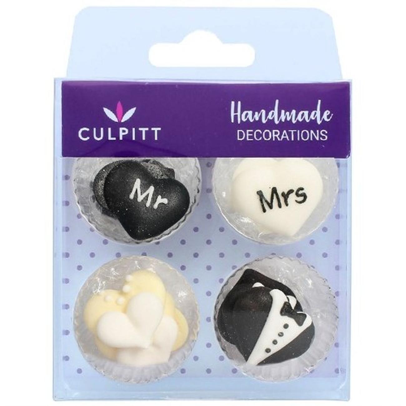 culpitt-sugar-decorations-mr-mrs-12pc - Culpitt Sugar Piping Mr & Mrs 12pc 