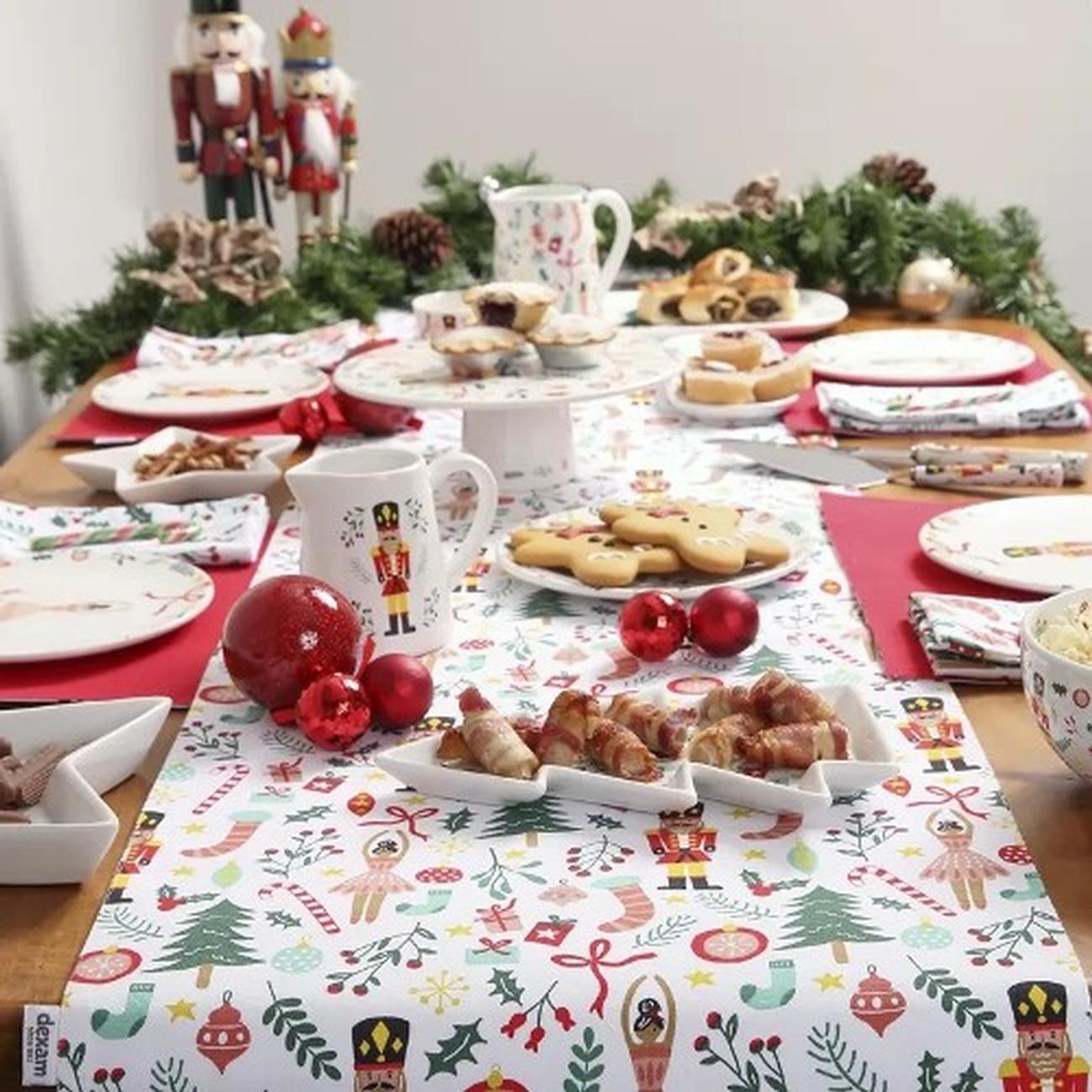 dexam-nutcracker-table-runner-reversible - Dexam Nutcracker Recycled Cotton Reversible Table Runner