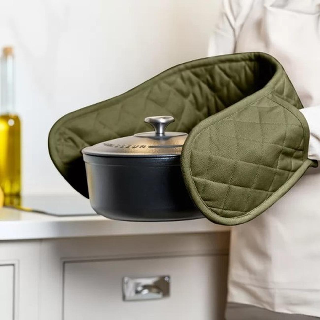 dexam-olive-green-double-oven-glove - Dexam Love Colour Olive Green Double Oven Gloves