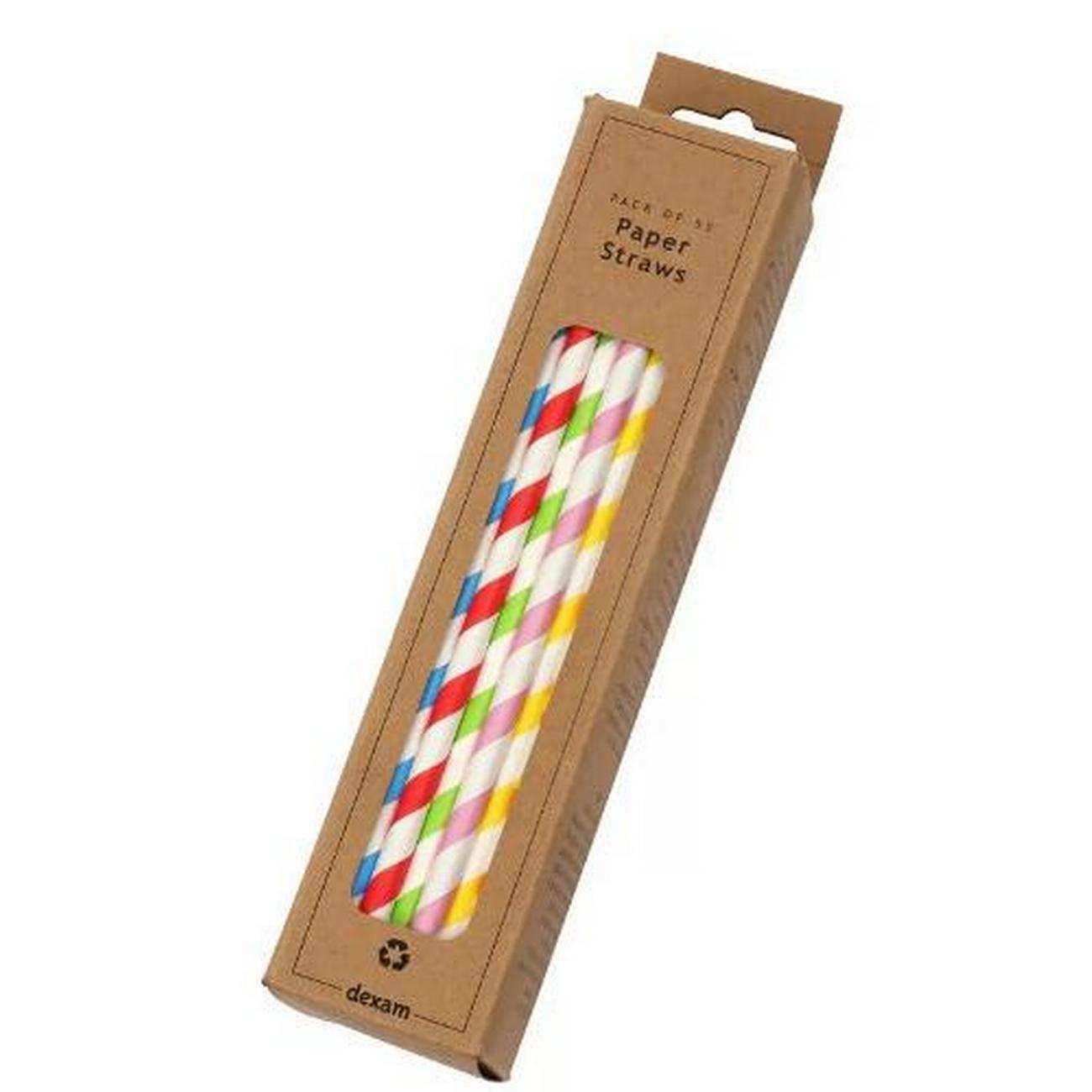 dexam-stripped-straws-assorted-colours - Dexam Striped Straws Assorted Colours Pack of 50