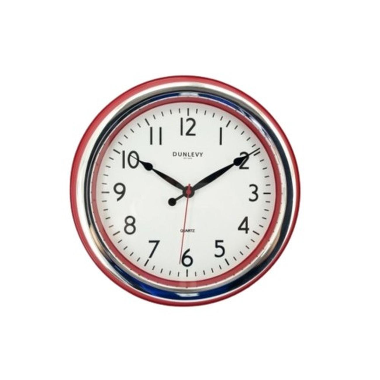 dunlevy-red-classic-wall-clock-14inch - Dunlevy Red Classic Wall Clock 14inch