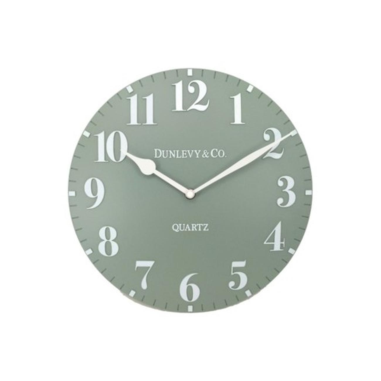 dunlevy-sage-green-luna-wall-clock-12inch - Dunlevy Sage Green Luna Wall Clock 12inch