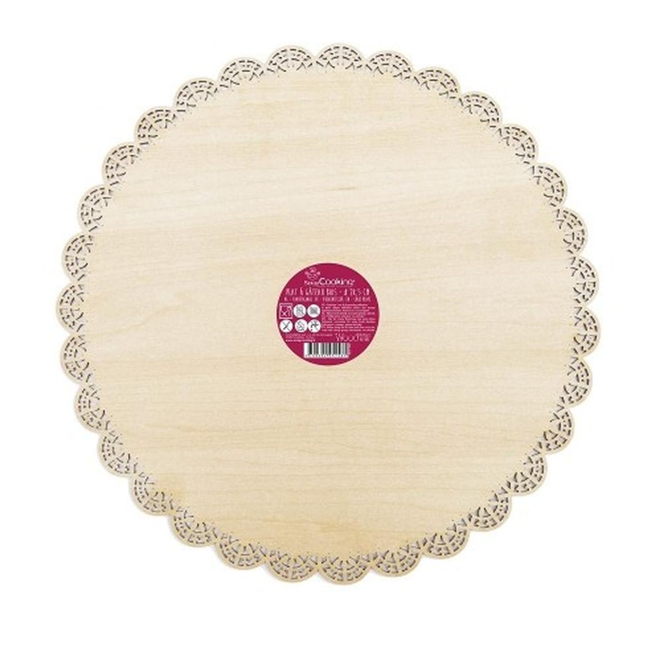 edd-round-wooden-plate-with-lace-cut - Eddingtons Round Wooden Serving Plate with Laser Cut