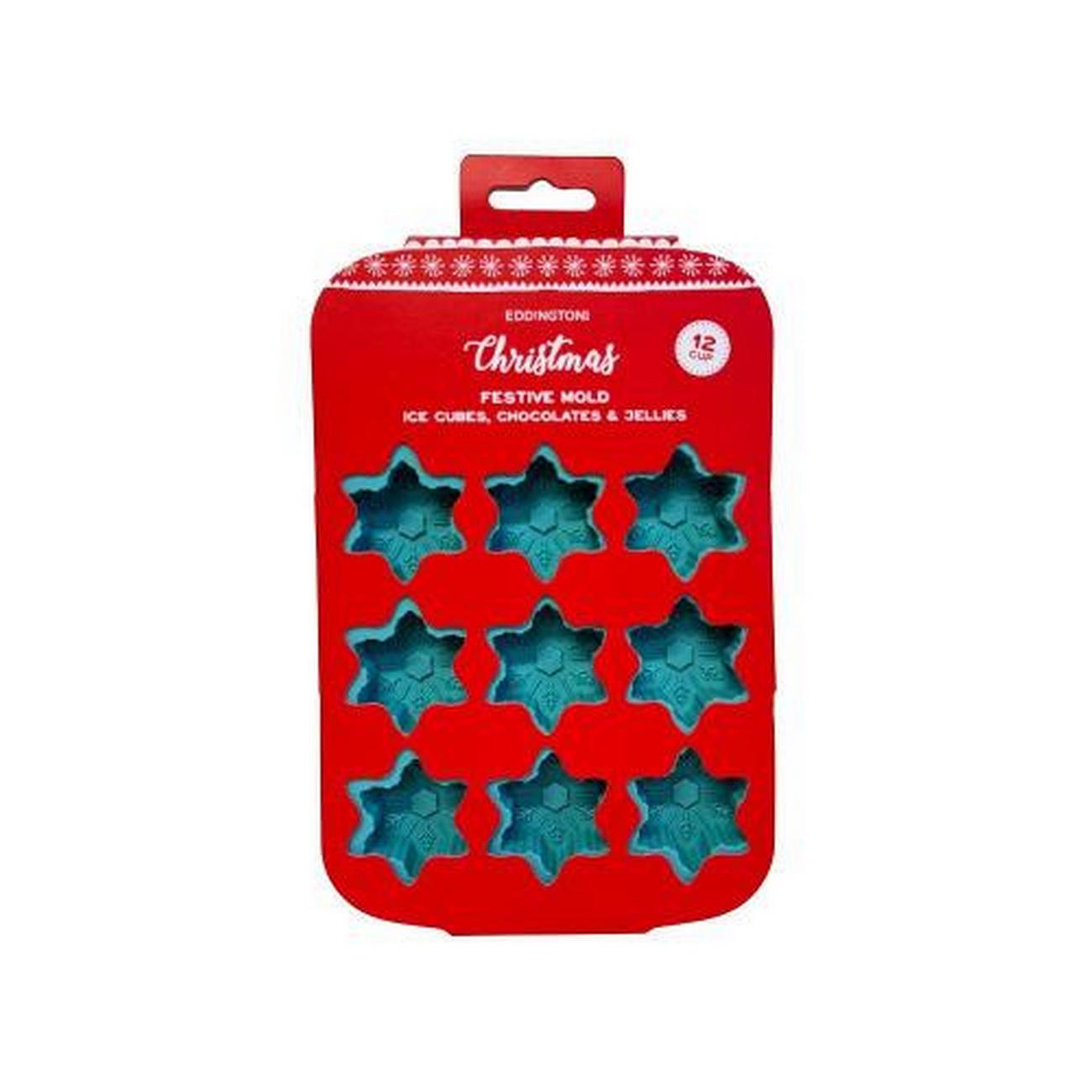 eddingtons-christmas-snowflake-silicone-tray-12 - Eddingtons Festive Mold Snowflake Silicone Tray 12 Cup