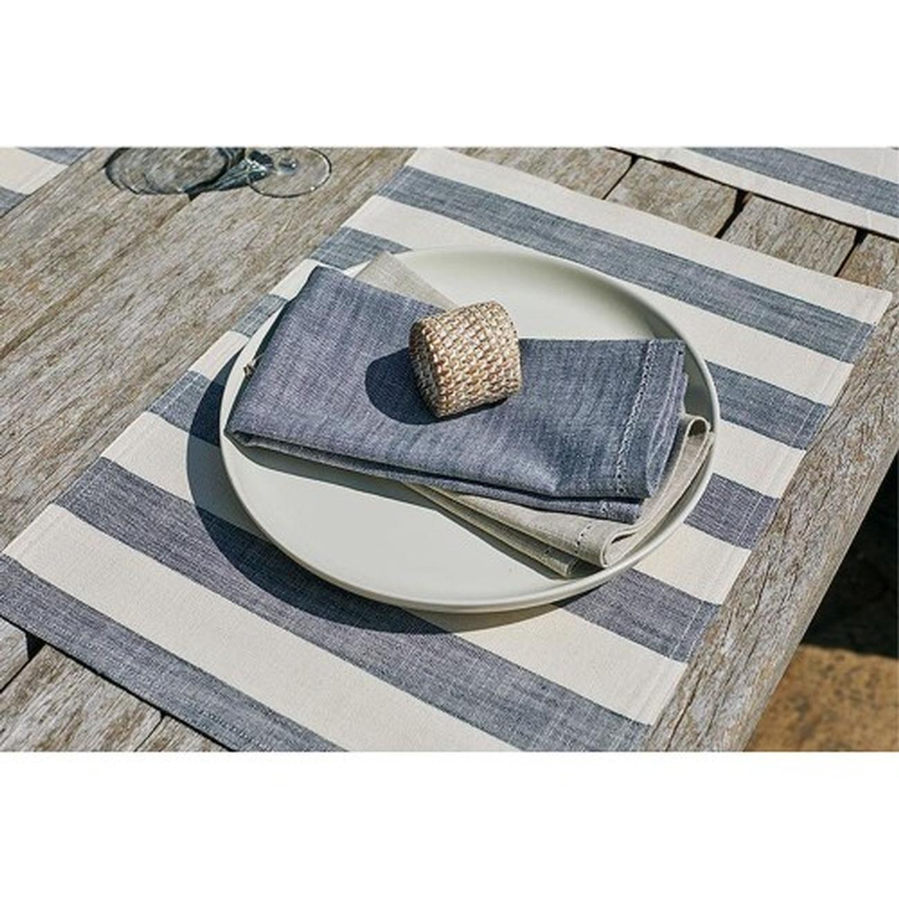 flint-blue-wide-stripe-placemat-set-of-2-33-x-45cm - Walton & Co Flint Blue Wide Stripe Placemat Set of 2
