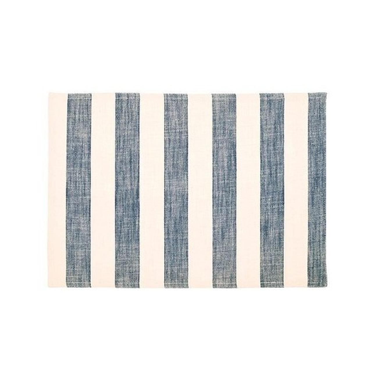flint-blue-wide-stripe-placemat-set-of-2-33-x-45cm - Walton & Co Flint Blue Wide Stripe Placemat Set of 2