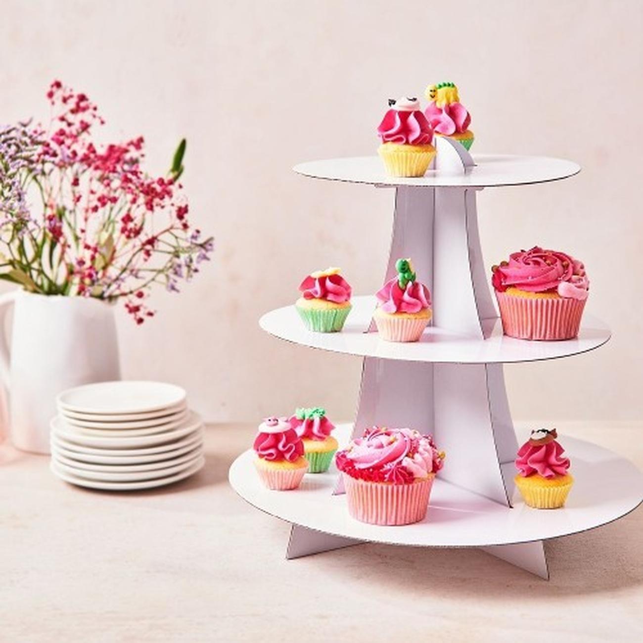 funcakes-3-tier-cupcake-stand-white - FunCakes 3 Tier Cupcake Stand Display White