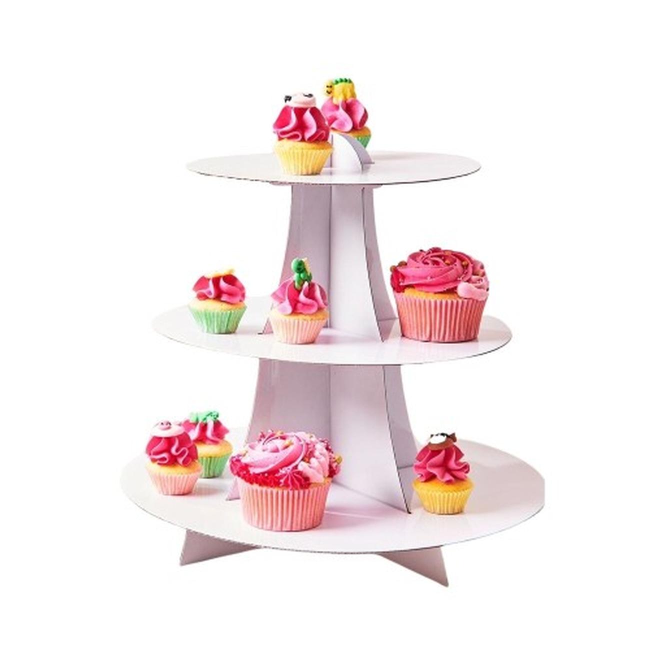 funcakes-3-tier-cupcake-stand-white - FunCakes 3 Tier Cupcake Stand Display White
