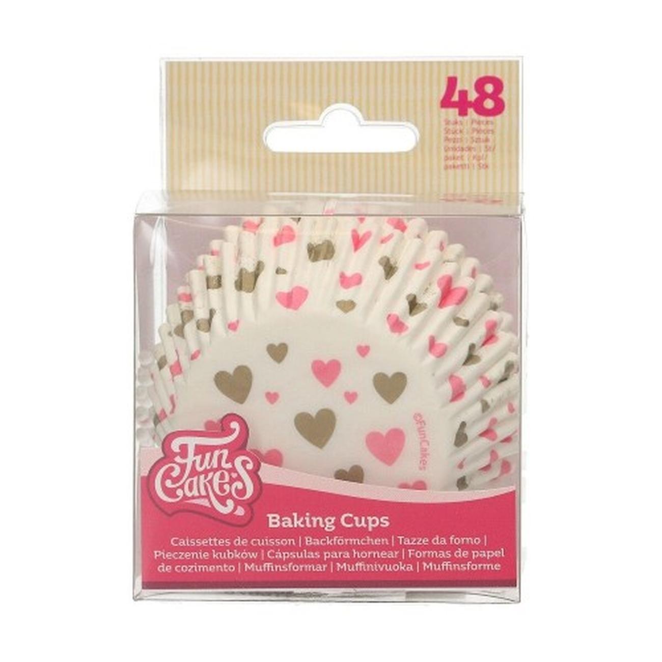funcakes-baking-cups-hearts-pk-48 - FunCakes 48 Baking Cups Heart 