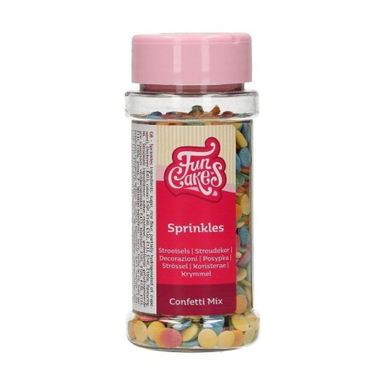 funcakes-confetti-colourful-sprinkles-mix-60g - FunCakes Edible Confetti Colourful Sprinkles 60g