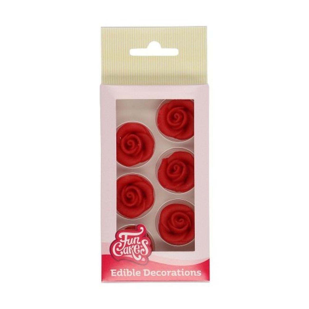 funcakes-marzipan-decorations-roses-red-set-6 - FunCakes Marzipan Decorations Roses Red Set of 6