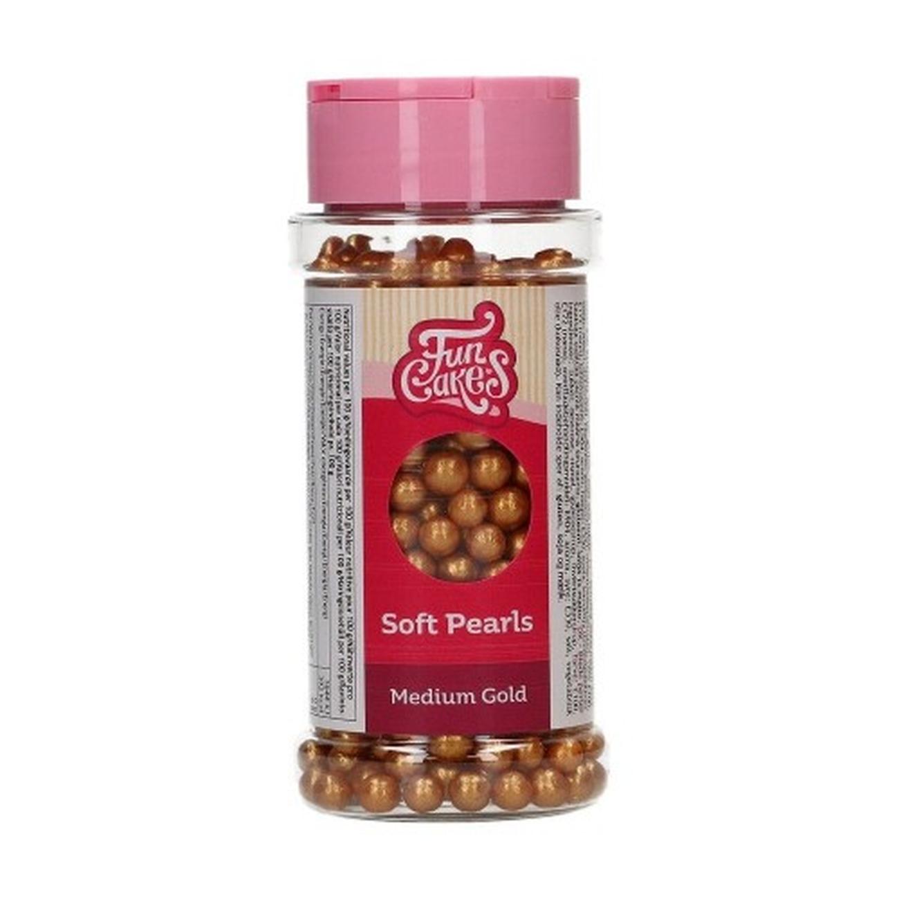 funcakes-soft-pearls-medium-gold-60g - FunCakes Soft Pearls Medium Gold 60 g