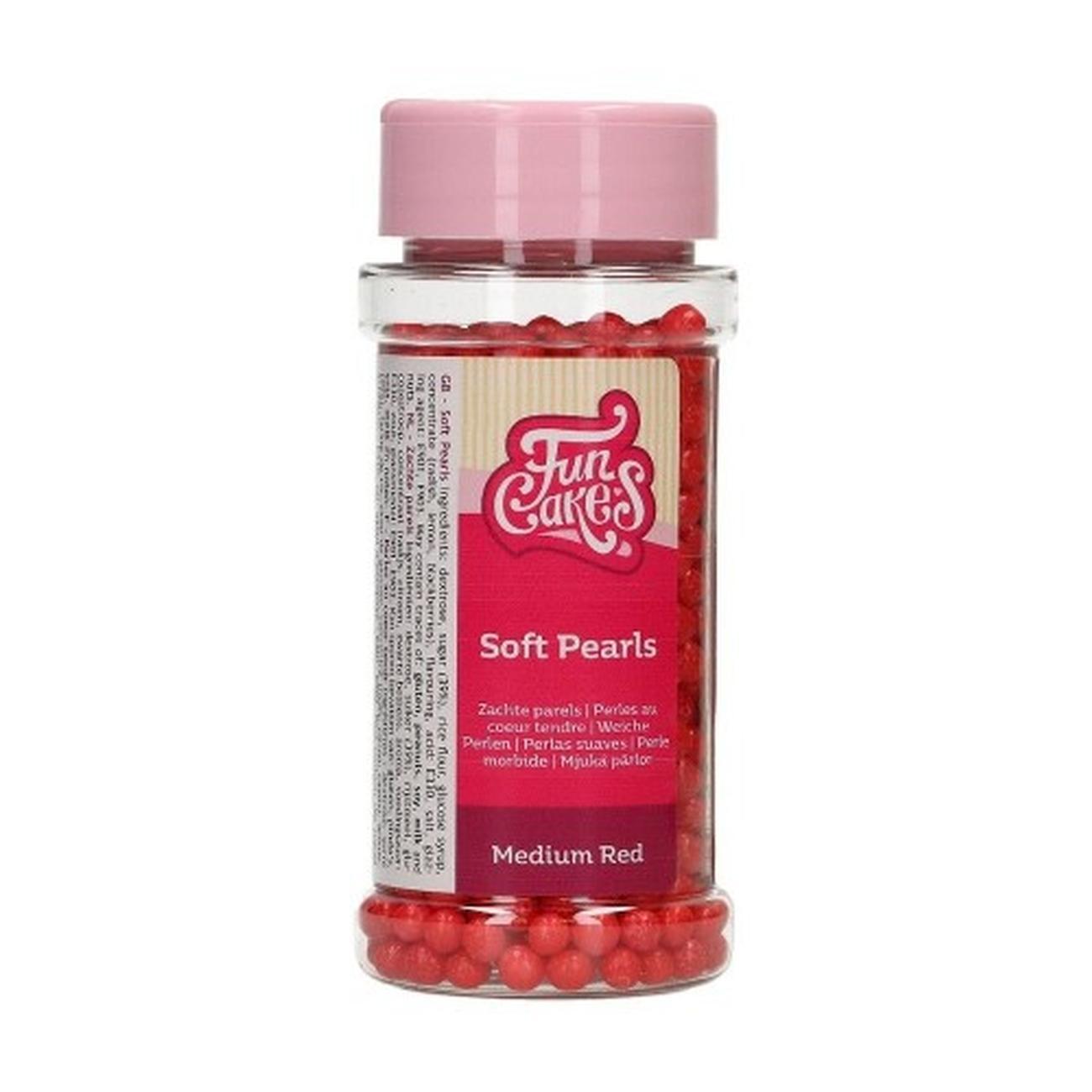 funcakes-soft-pearls-medium-red-60g - FunCakes Soft Medium Pearls Red 60g