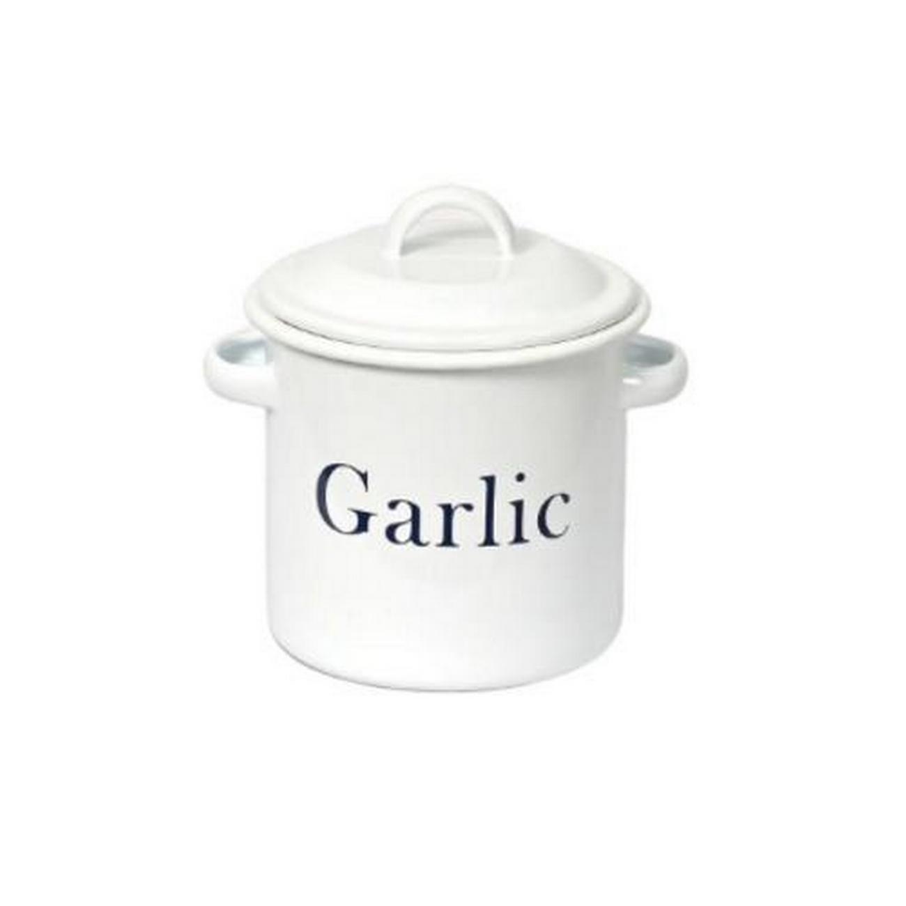 garden-trading-enamel-garlic-store-white - Garden Trading Enamel Garlic Store White