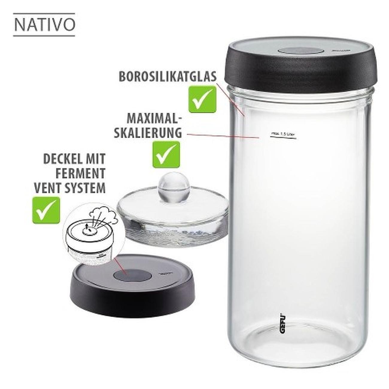 gefu-fermentation-jar-glass-weight-nativo-1.5l - Gefu Fermenting Jar & Glass Weight NATIVO 1.5L