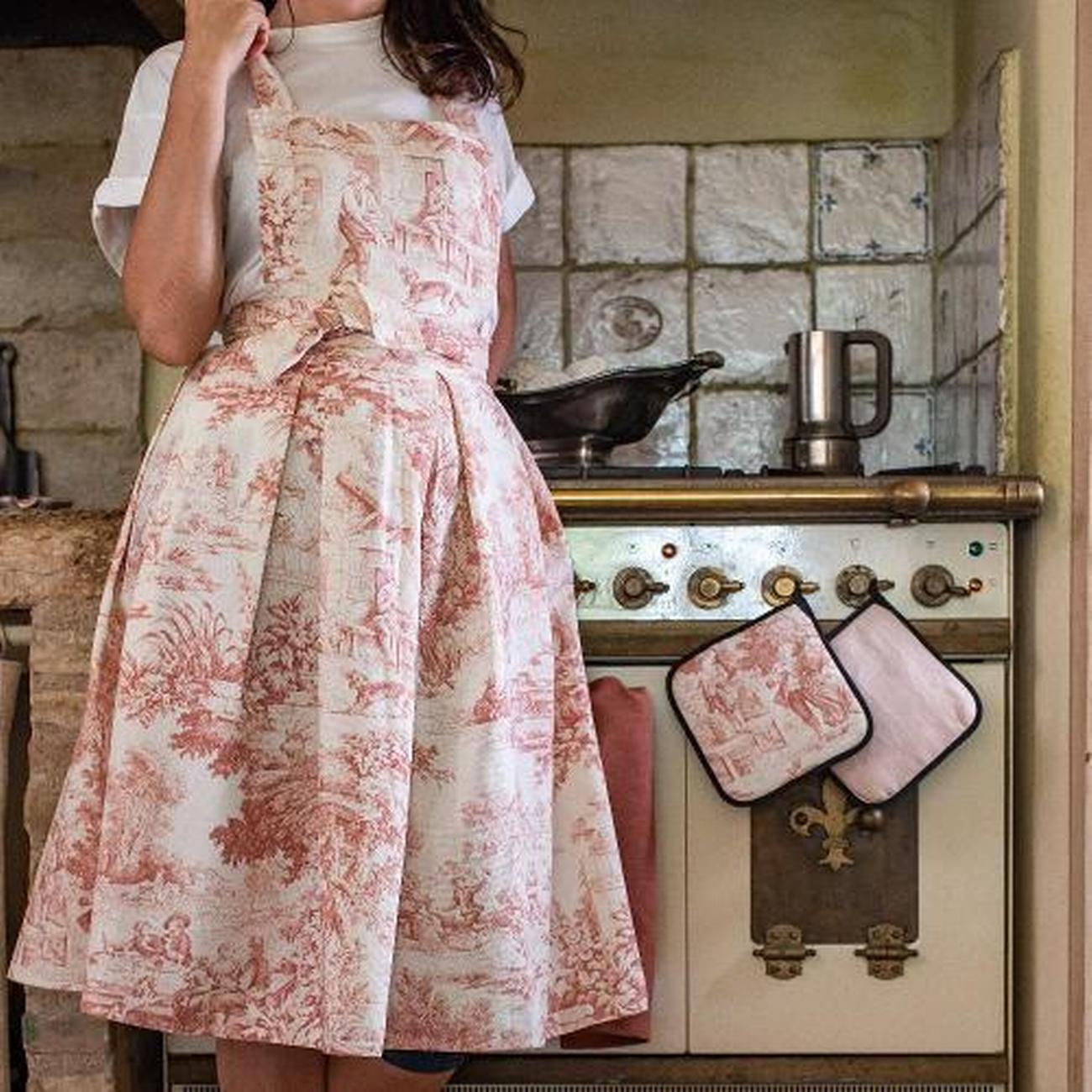 gilda-apron-pink-toile-de-jouy - Gilda Apron Pink Toile de Jouy