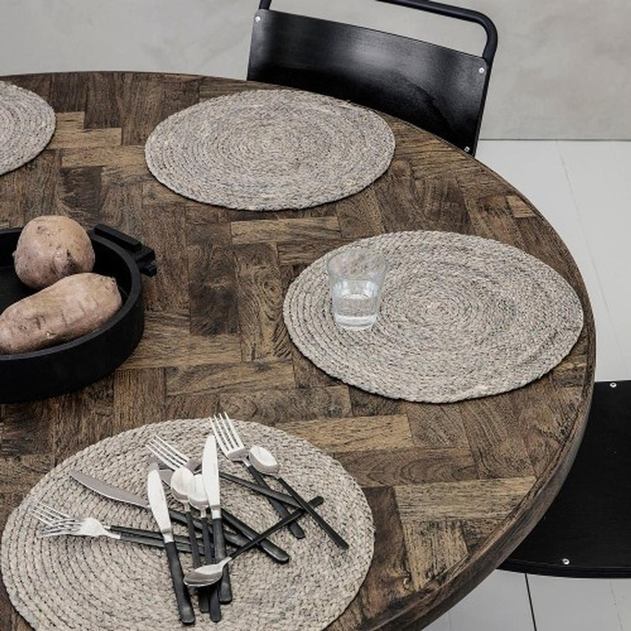 house-doc-placemats-circle-light-grey-brown - House Doctor Placemats Light Grey Brown