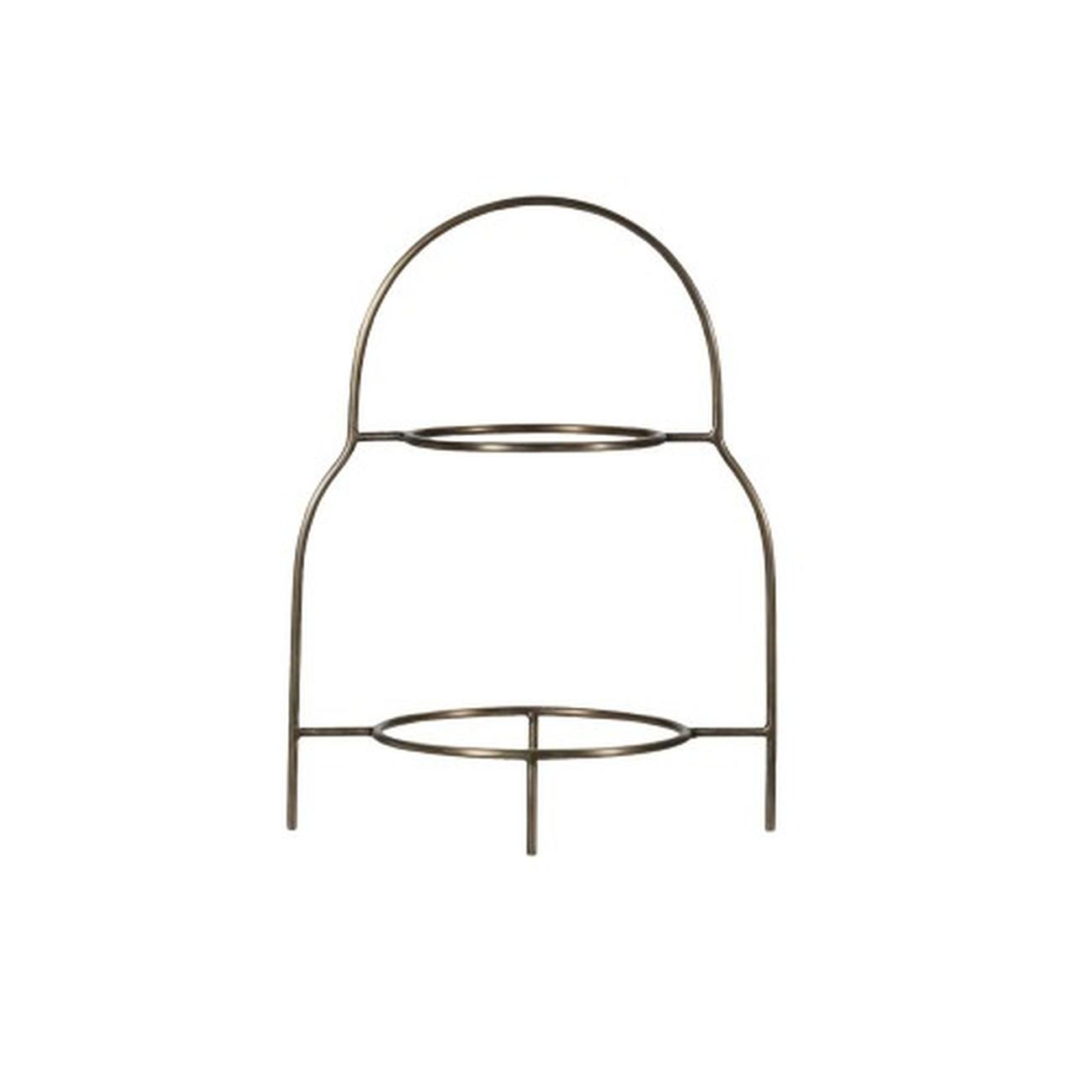 house-doctor-antique-brass-plate-stand - House Doctor Antique Brass Finish 2 Tier Plate Stand