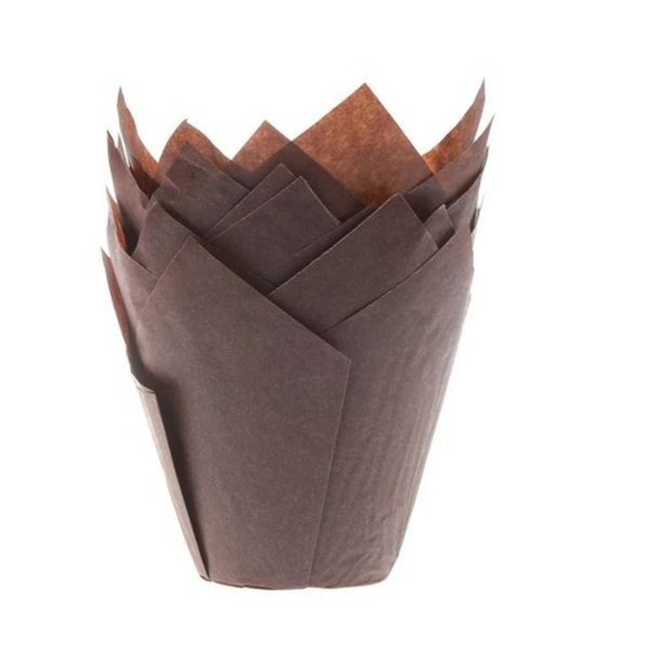 house-of-marie-muffin-cups-tulip-brown-pk-36 - House of Marie Muffin Cups Tulip Brown 36pc
