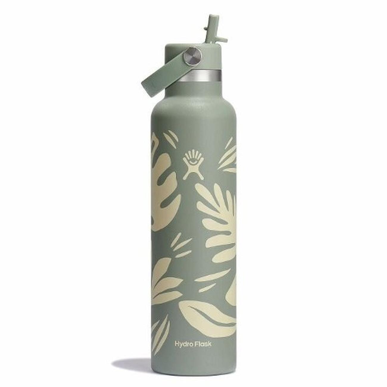 hydroflask-21oz-standard-flex-straw-cap-botanical-bliss-agave - Hydro Flask Standard Flex Straw Cap Botanical Bliss Agave 24oz 