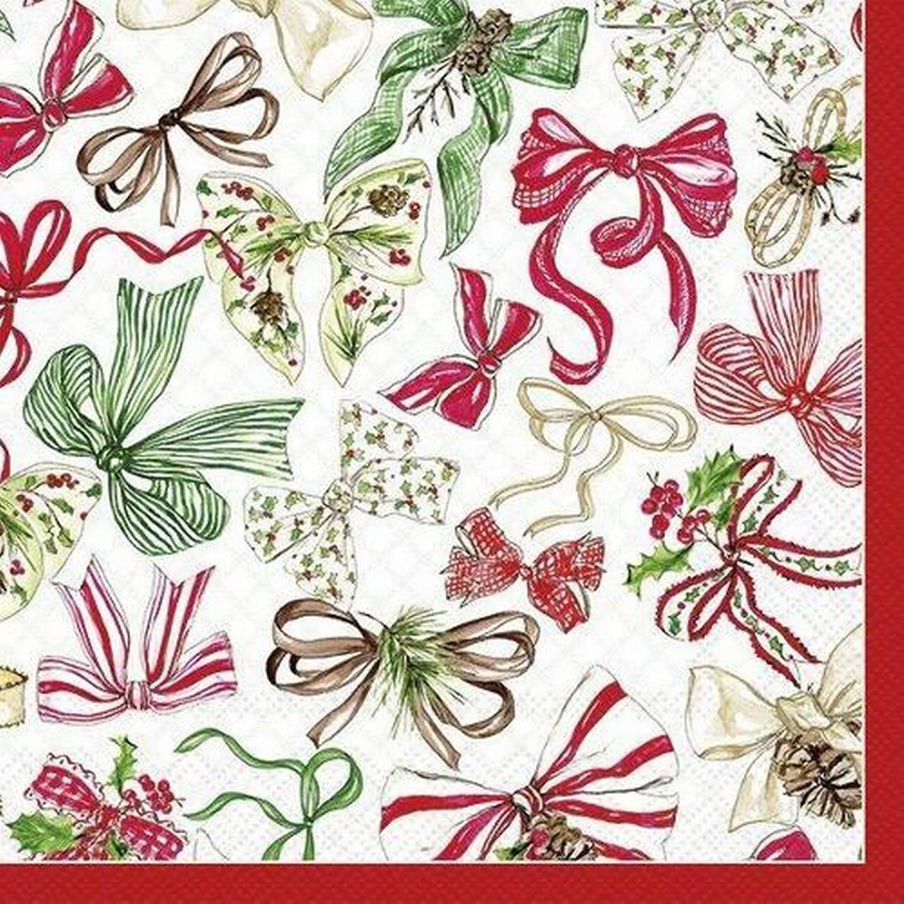 ihr-christmas-bow-red-lunch-napkins - IHR Lunch Napkins Christmas Bow Red
