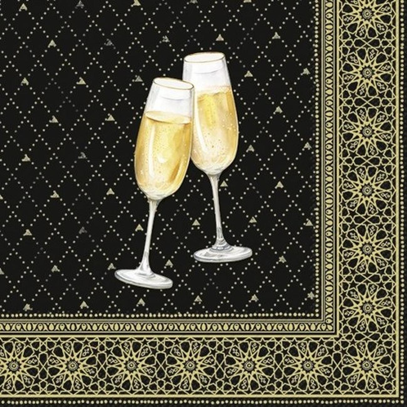 ihr-christmas-cocktail-napkins-golden-drinks-black-gold - IHR Christmas Cocktail Napkins Golden Drinks Black Gold