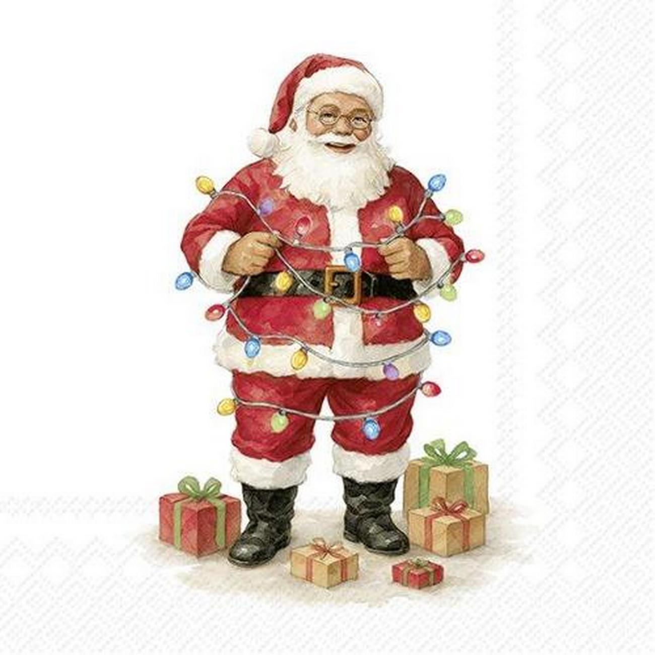 ihr-christmas-cocktail-napkins-santa-with-lights - IHR Christmas Cocktail Napkins Santa With Lights