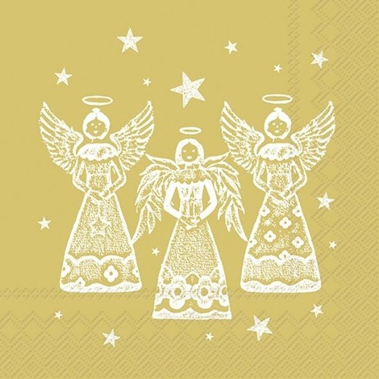 ihr-christmas-lunch-napkins-bright-angels-gold - IHR Christmas Lunch Napkins Bright Angels Gold