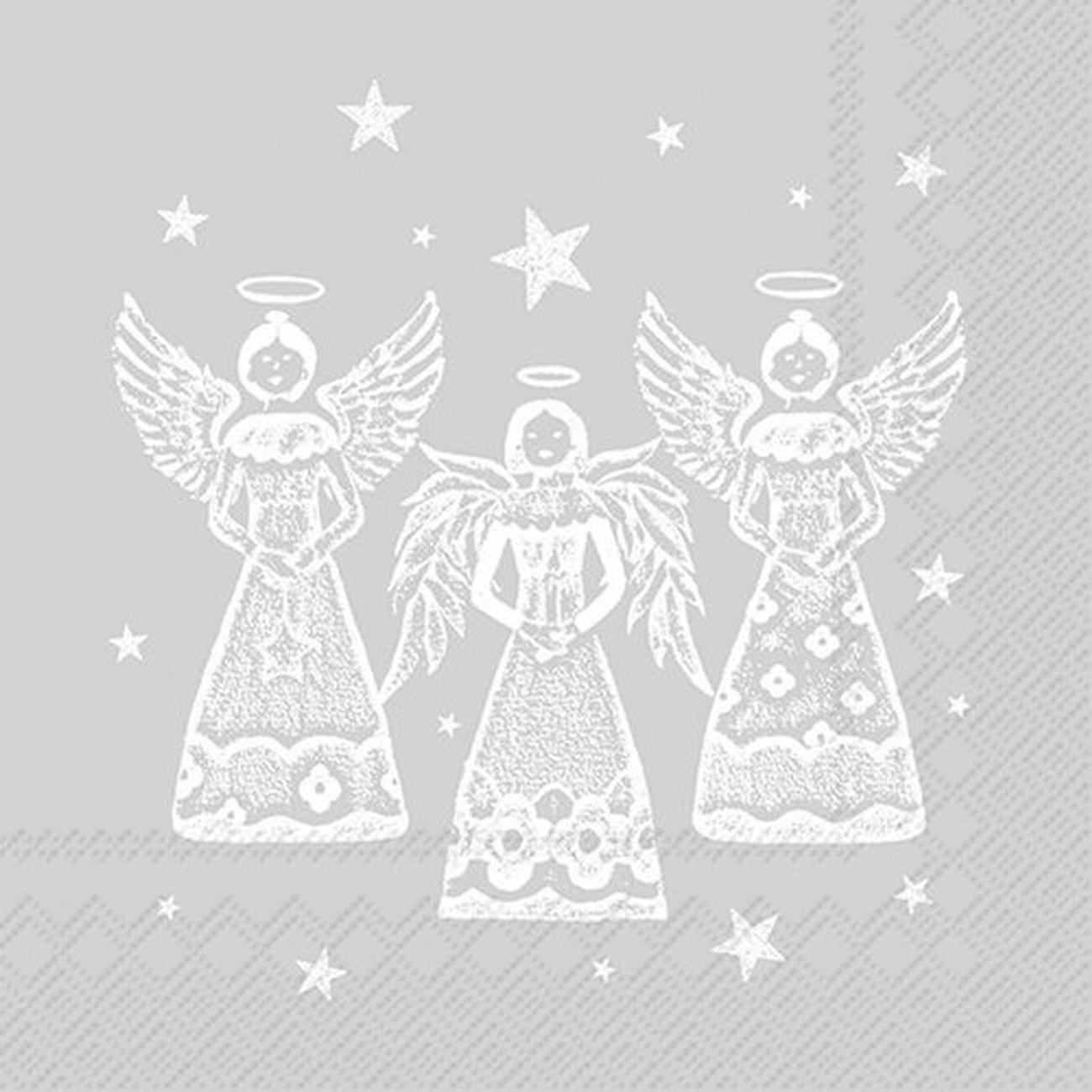 ihr-christmas-lunch-napkins-bright-angels-silver - IHR Christmas Lunch Napkins Bright Angels Silver