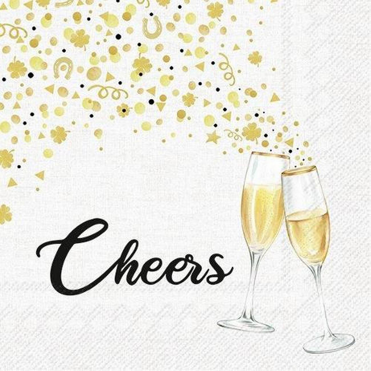 ihr-cheers-to-you-gold-cocktail-napkin - IHR Cocktail Napkins Cheers To You Gold