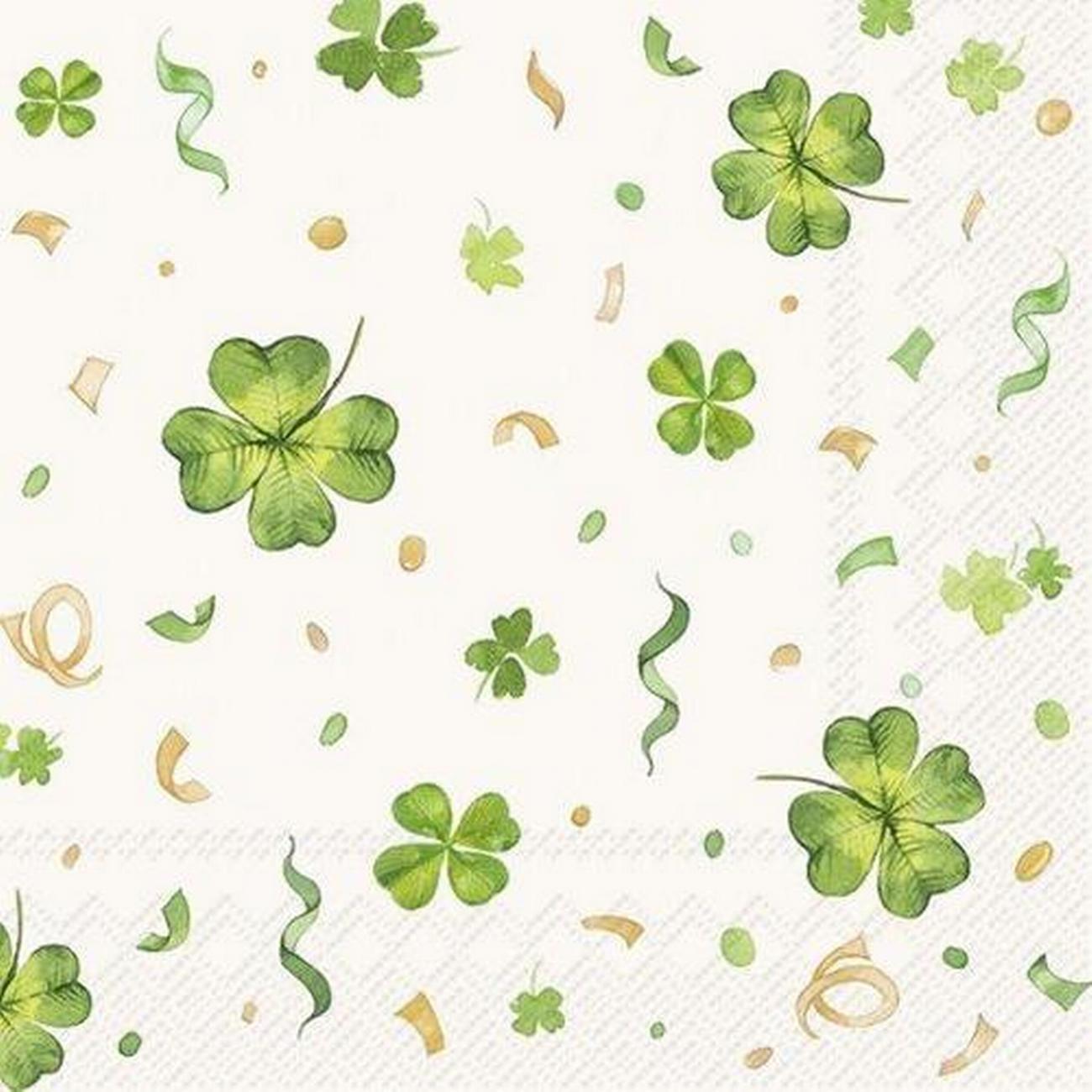 ihr-cocktail-napkins-lucky-clover-cream- - IHR Cocktail Napkins Lucky Clover Cream