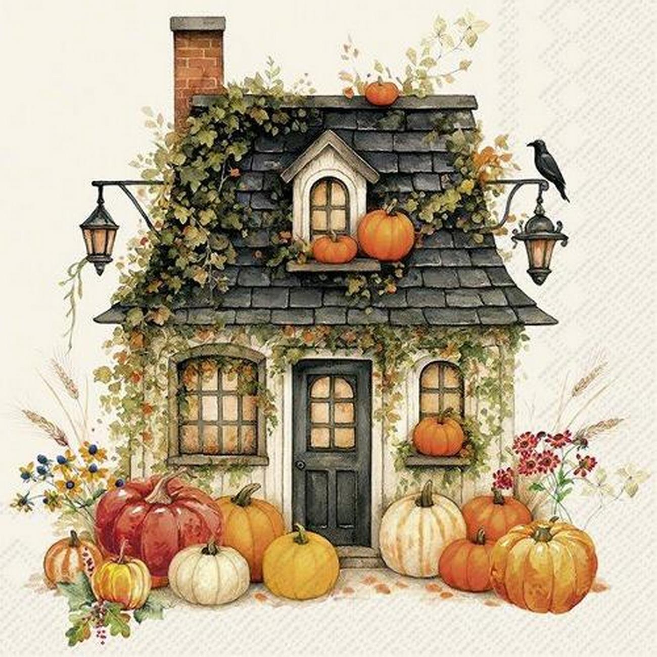 ihr-cocktail-napkins-witch-house-cream - IHR Cocktail Napkins Witch House Cream