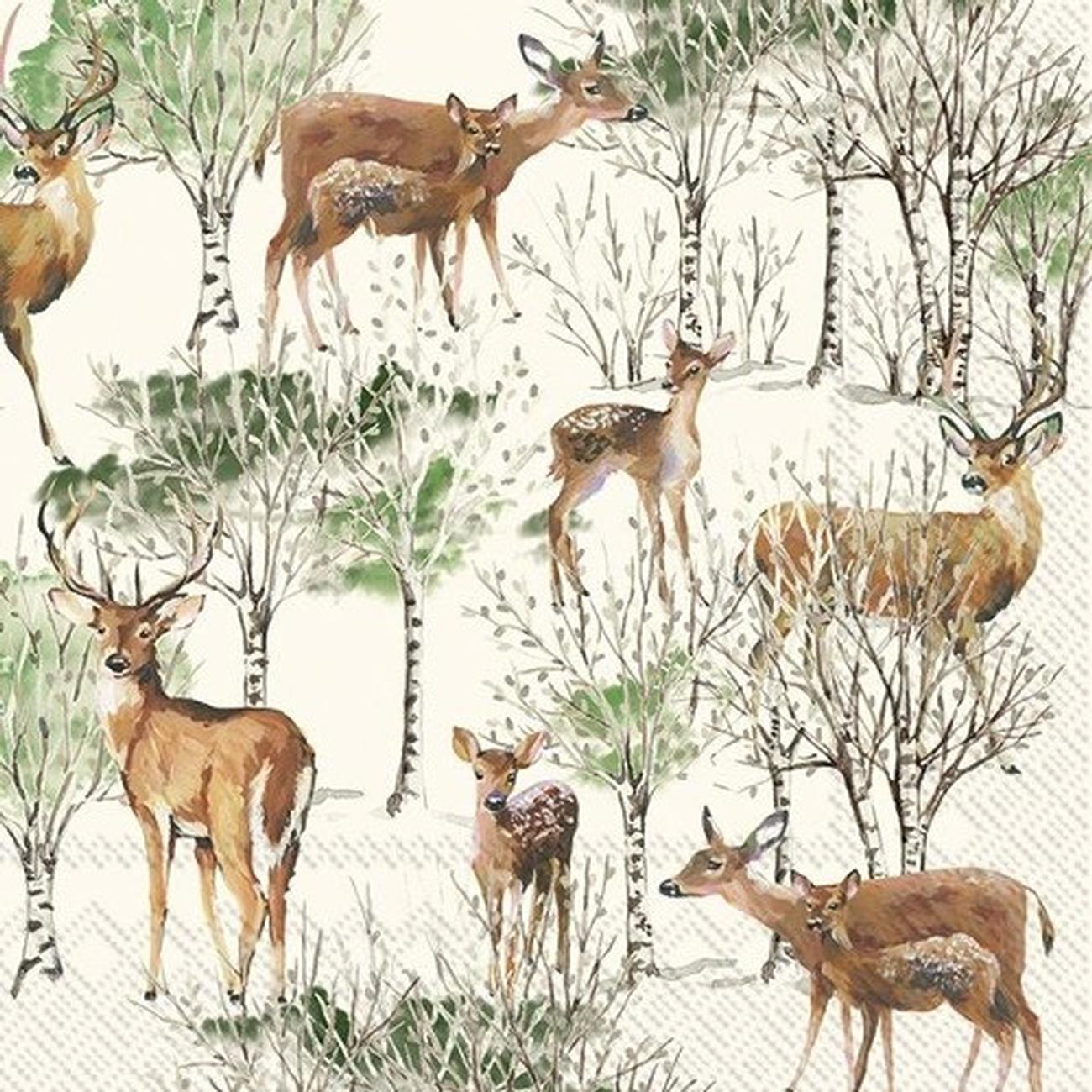 ihr-deer-grove-cream-lunch-napkins - IHR Lunch Napkins Deer Grove Cream