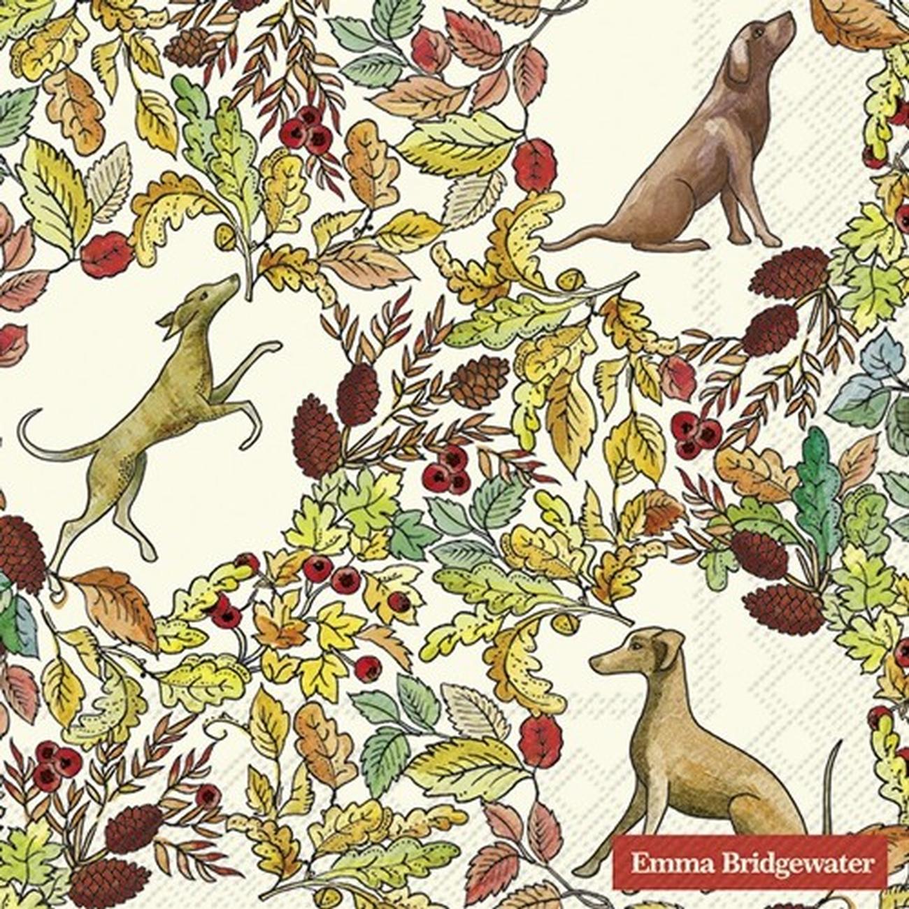 ihr-dogs-in-the-woods-cream-lunch-napkins - IHR Lunch Napkins Dogs In The Woods Cream
